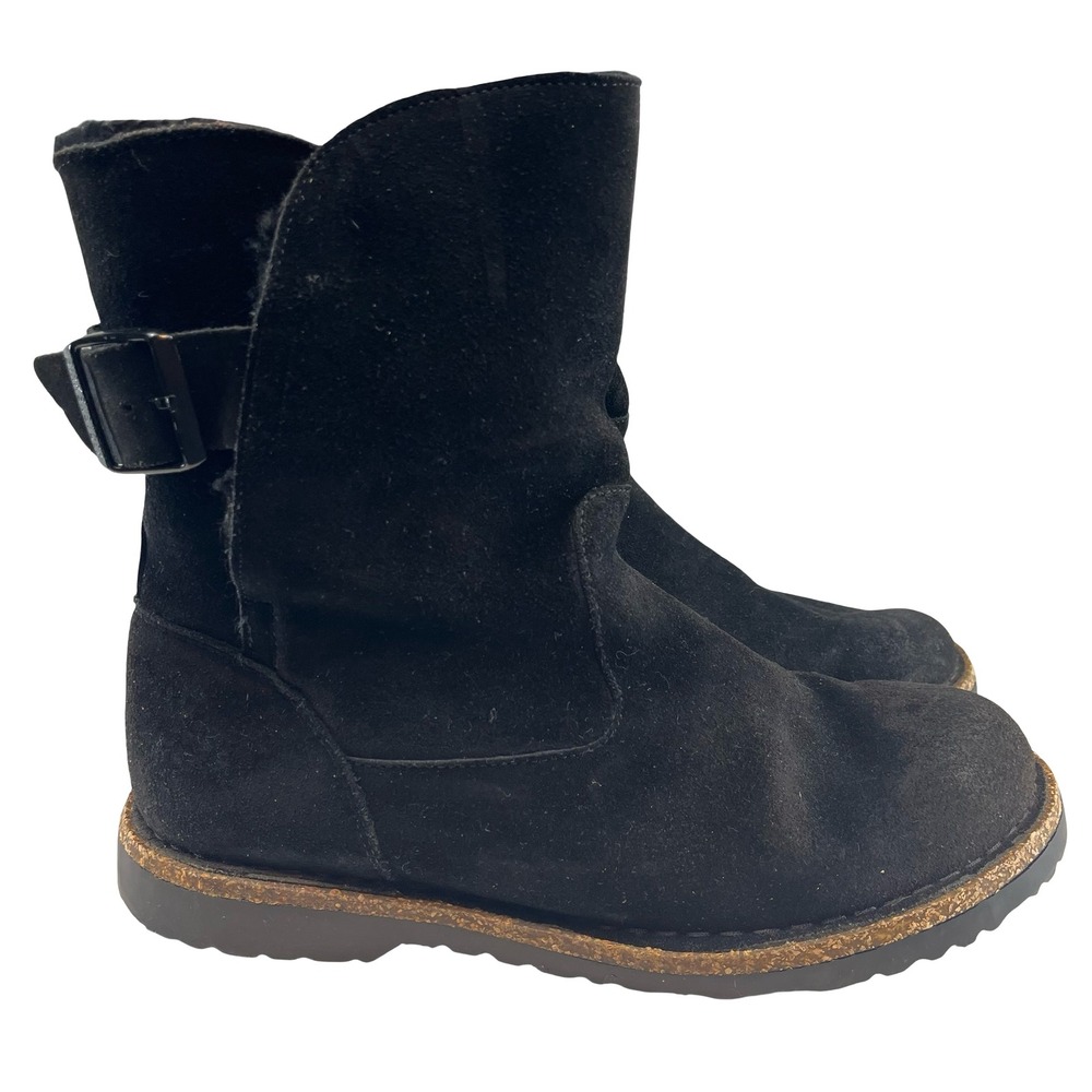 Birkenstock Womens Bakki Boots Black Suede Shearling Lined Winter Casual 41 L10